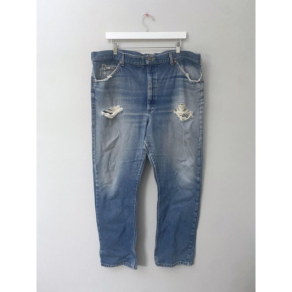 Vintage Lee MR Union Made USA Distressed Grunge Denim Jeans Tagged 44 X 32
